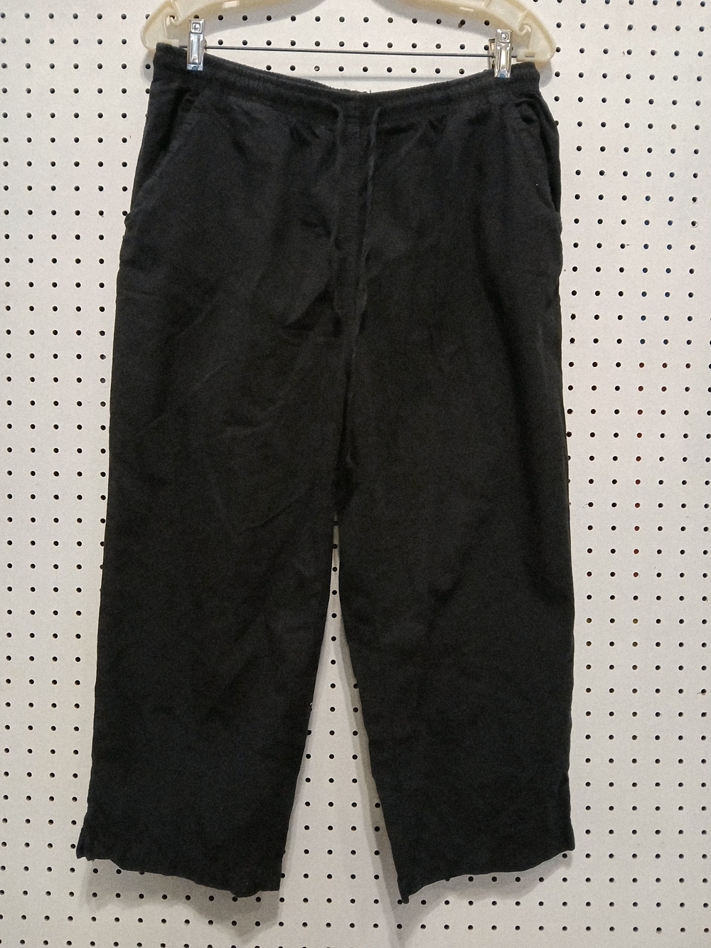 Erika Womens Black Casual Drawstring Capri